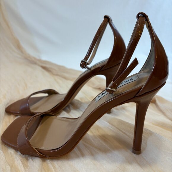 Steve Madden Women's Open Toe Light Brown Ankle Strap Heels Size 7M - Picture 5 of 12